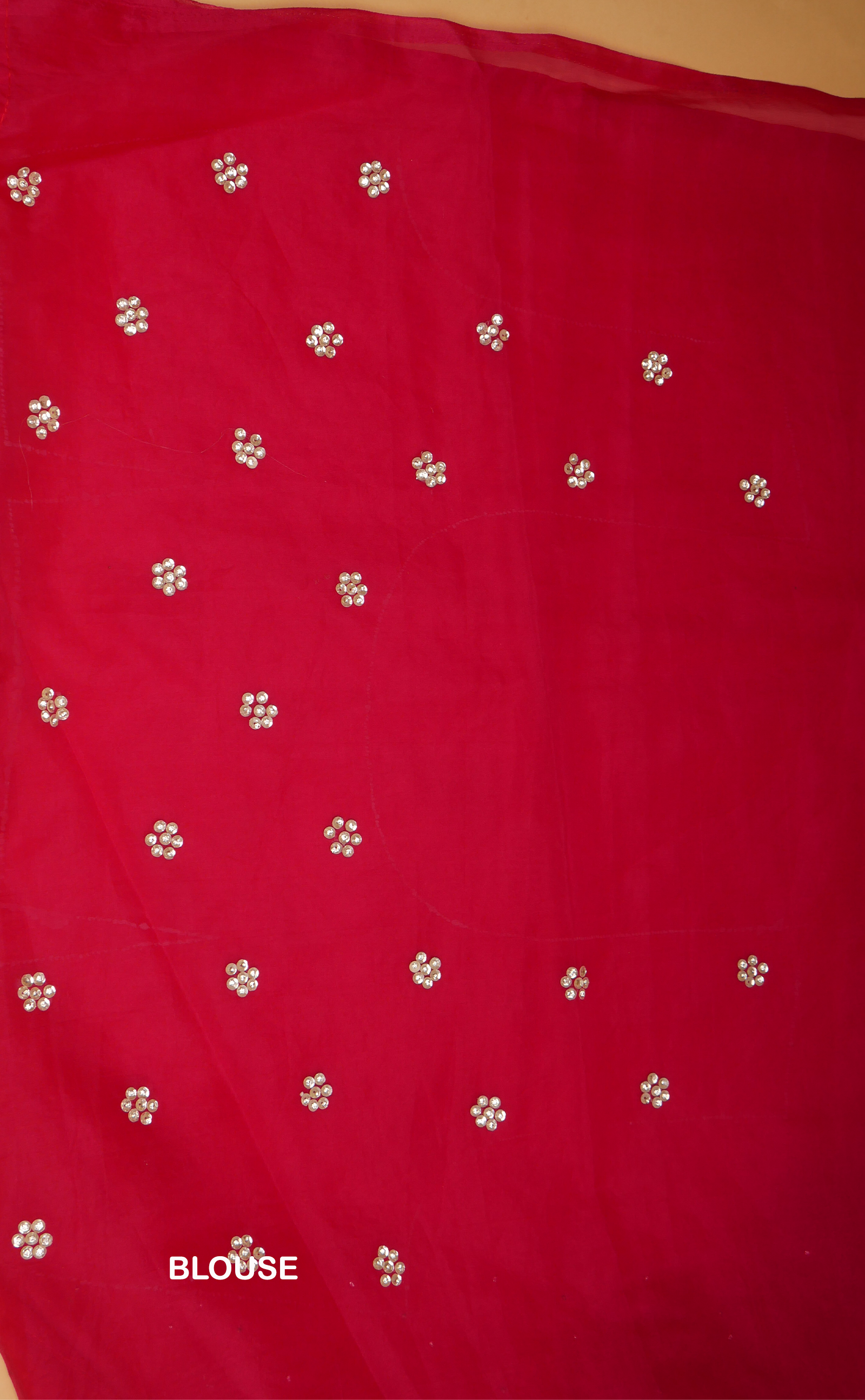 Rani Hand Embroidery Saree In Vegan Soft Organza