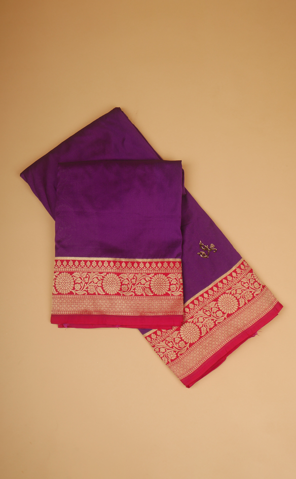 MAGENTA VEGAN SILK BANARASI WITH CONTRAST BORDER