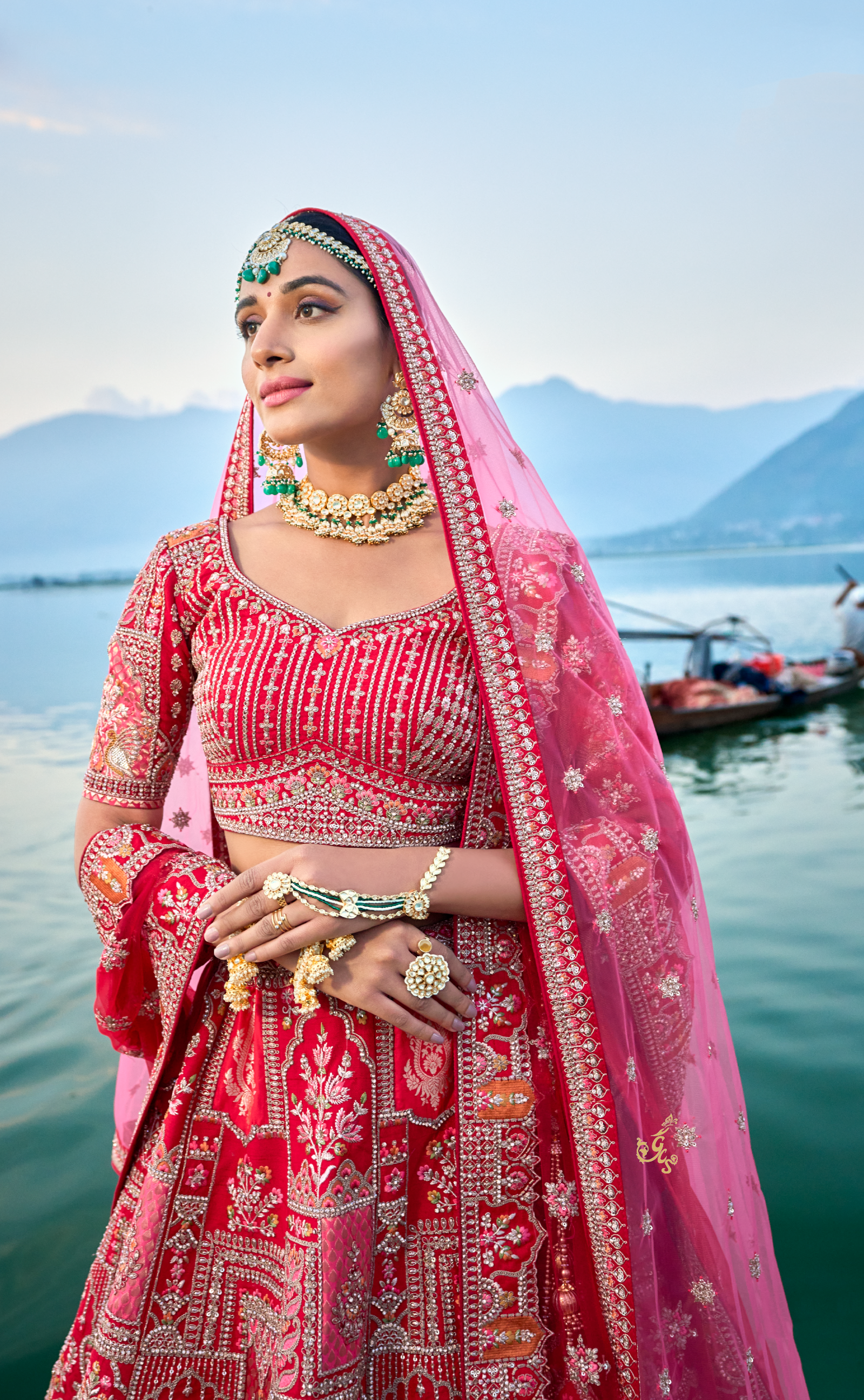 Red Embroidered Bridal Lehenga In Vegan Raw Silk