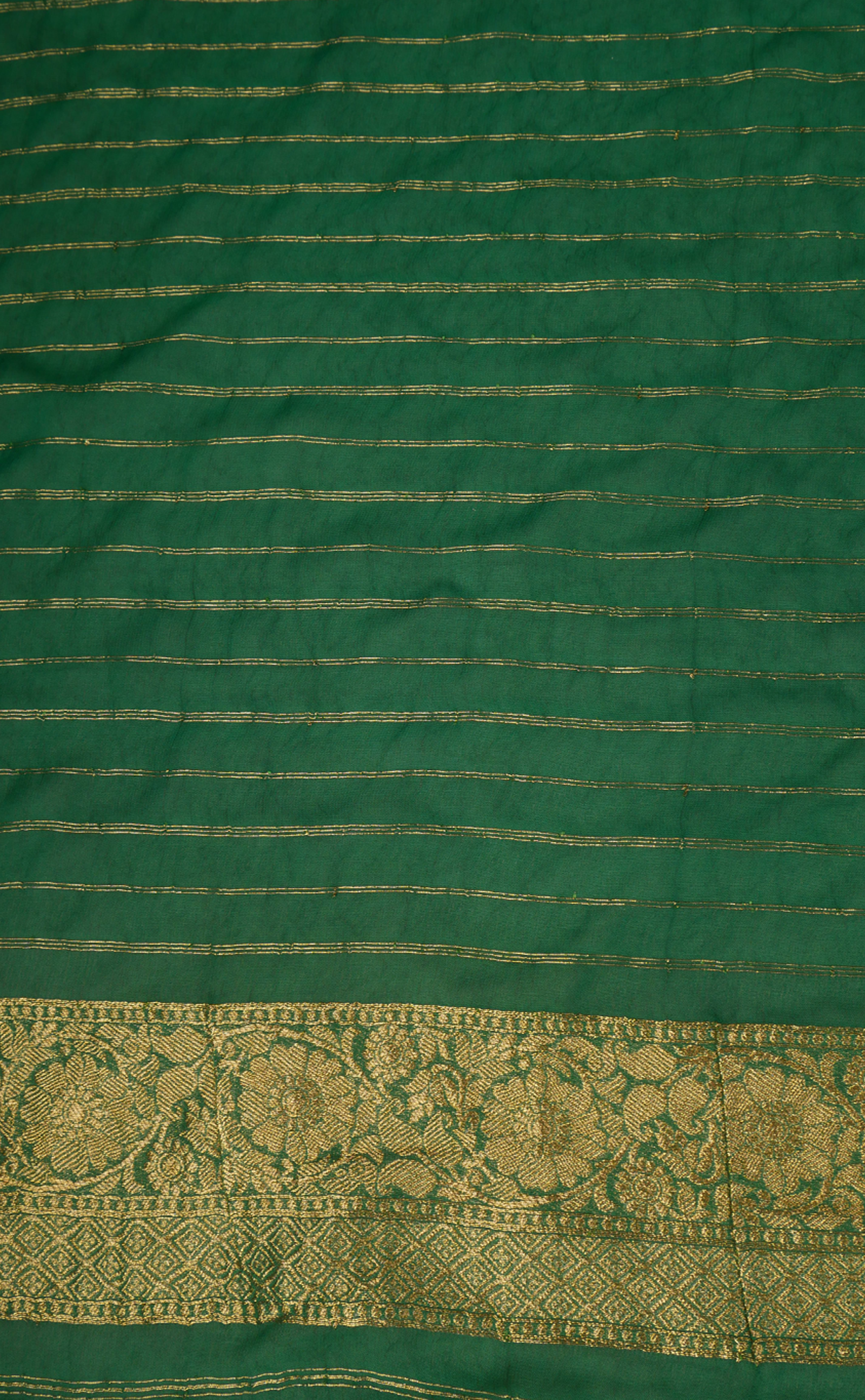 Leaf Green Khaddi Vegan Georgette Bandhani And Patola Design