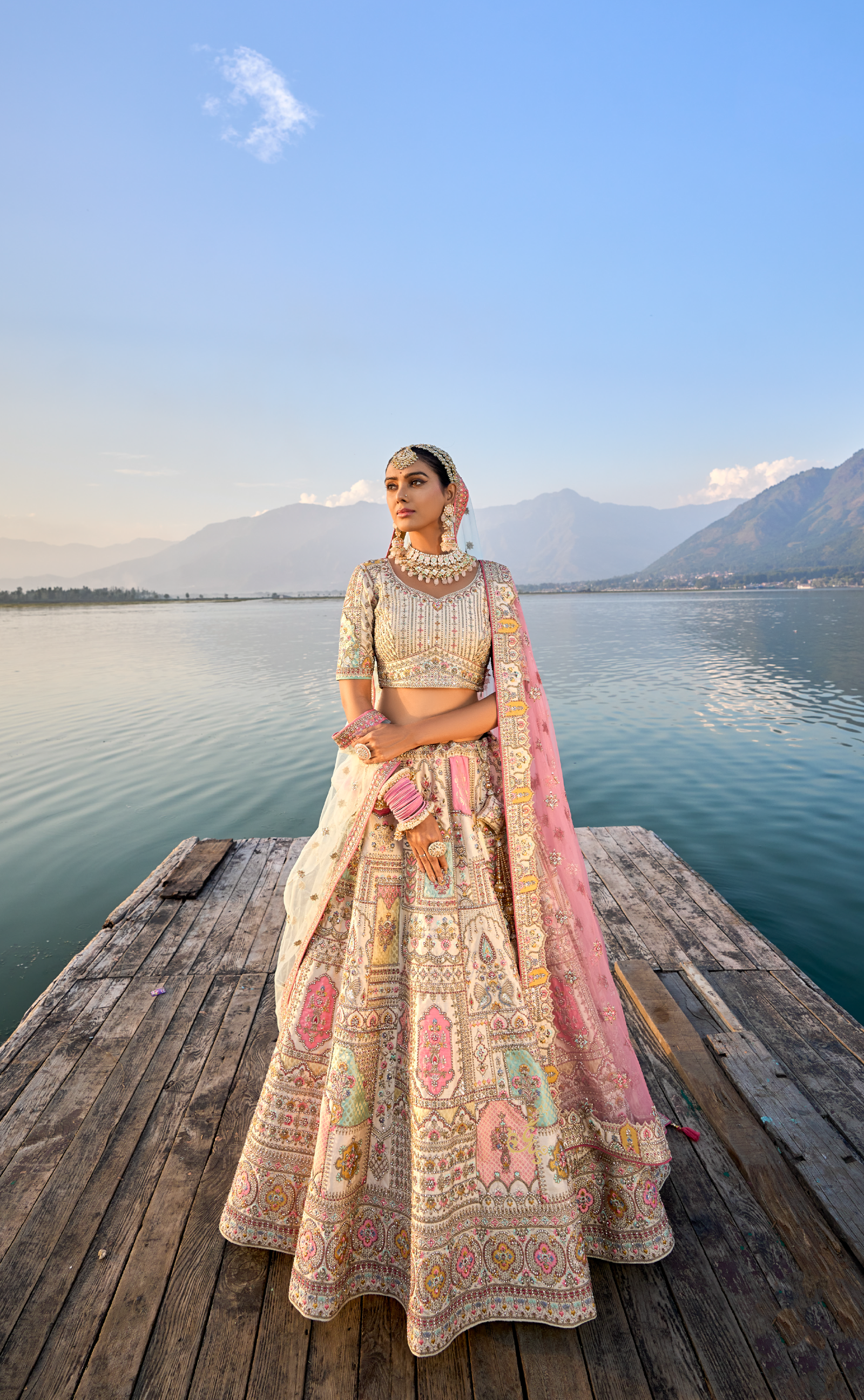 Off-White Embroidered Bridal Lehenga In Vegan Raw Silk