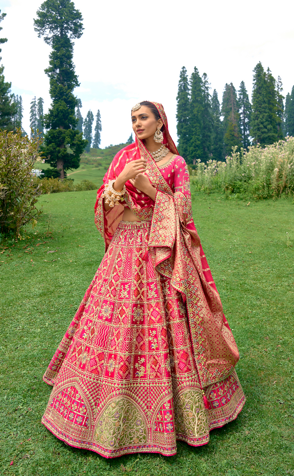 Rani Embroidered Lehenga In Banarasi Vegan Silk