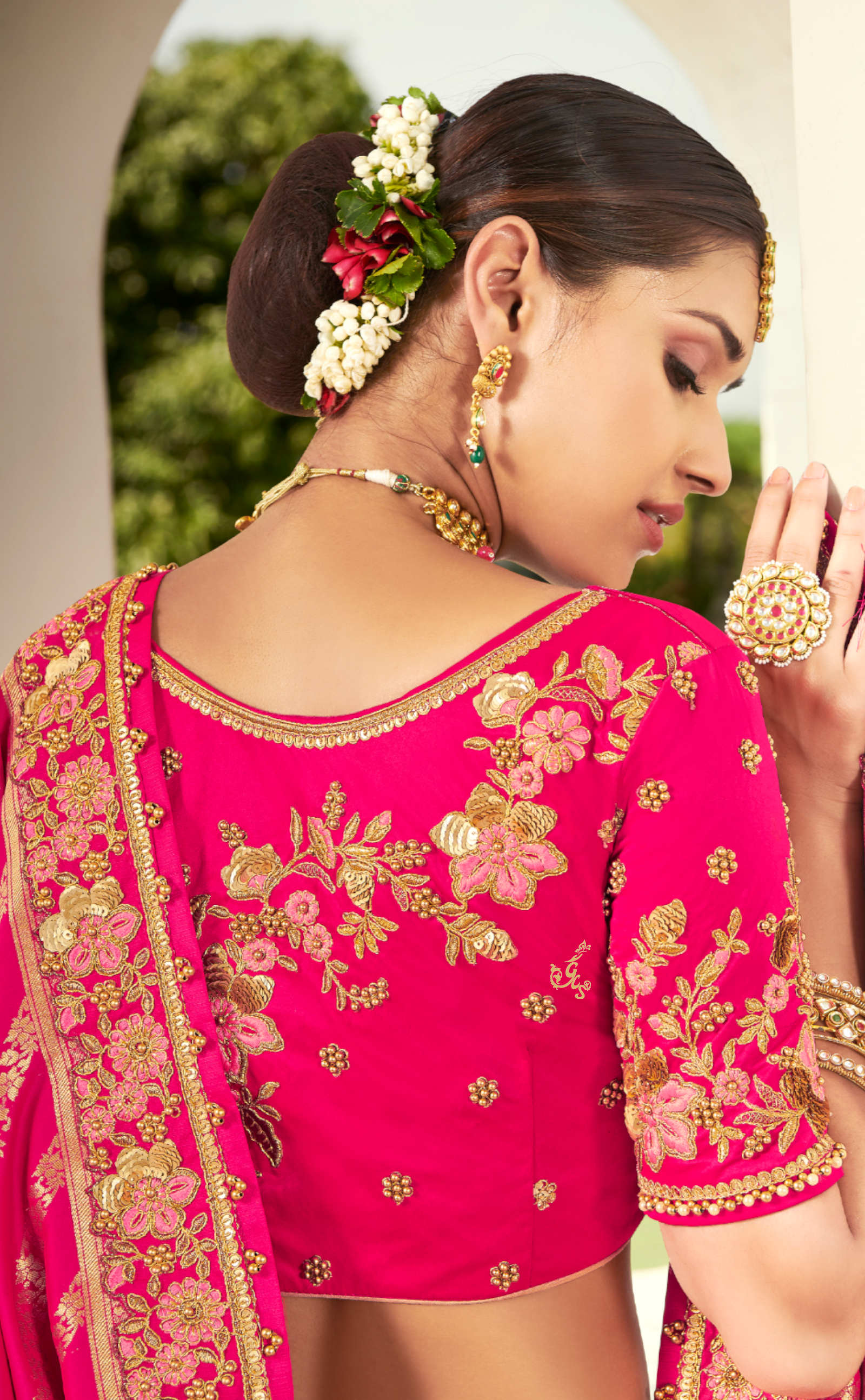 Rani Embroidered Lehenga In Banarasi Vegan Silk