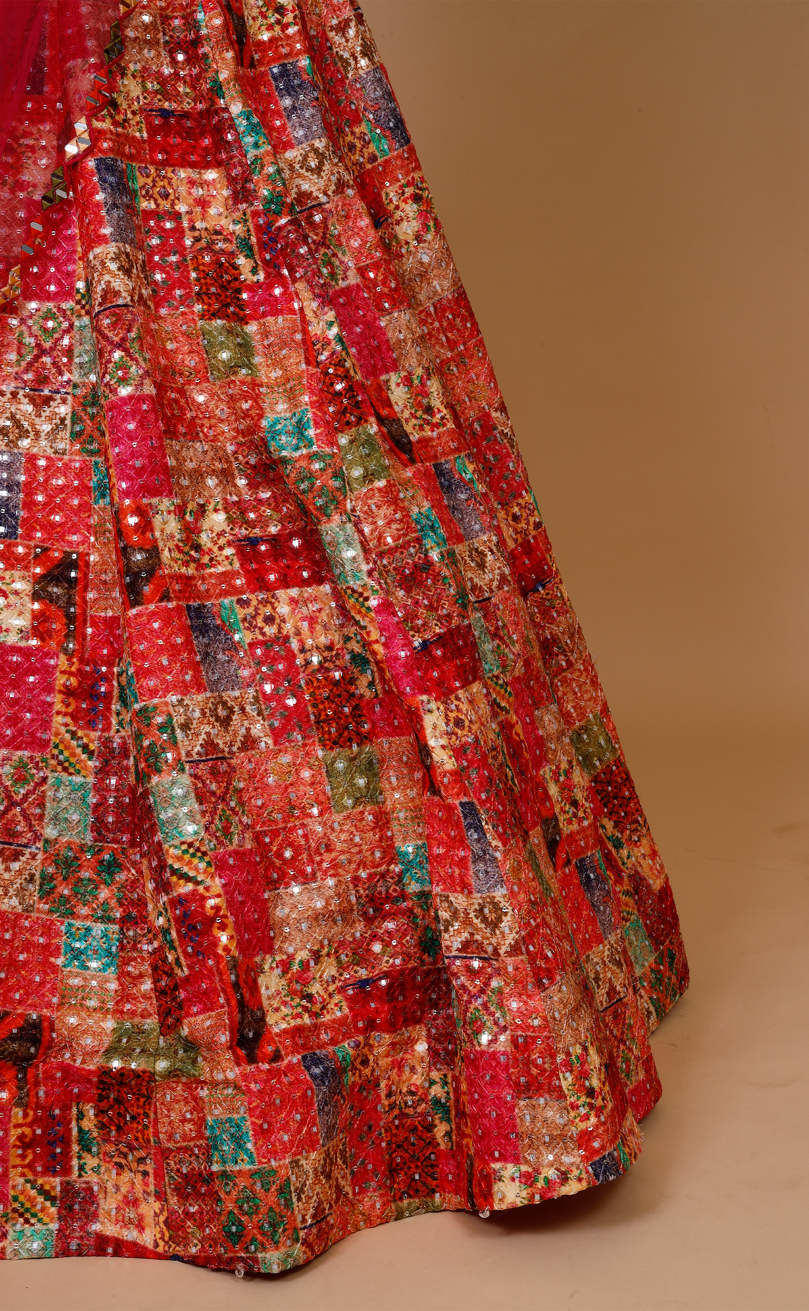 Multicoloured Lehenga In Vegan Tussar Silk