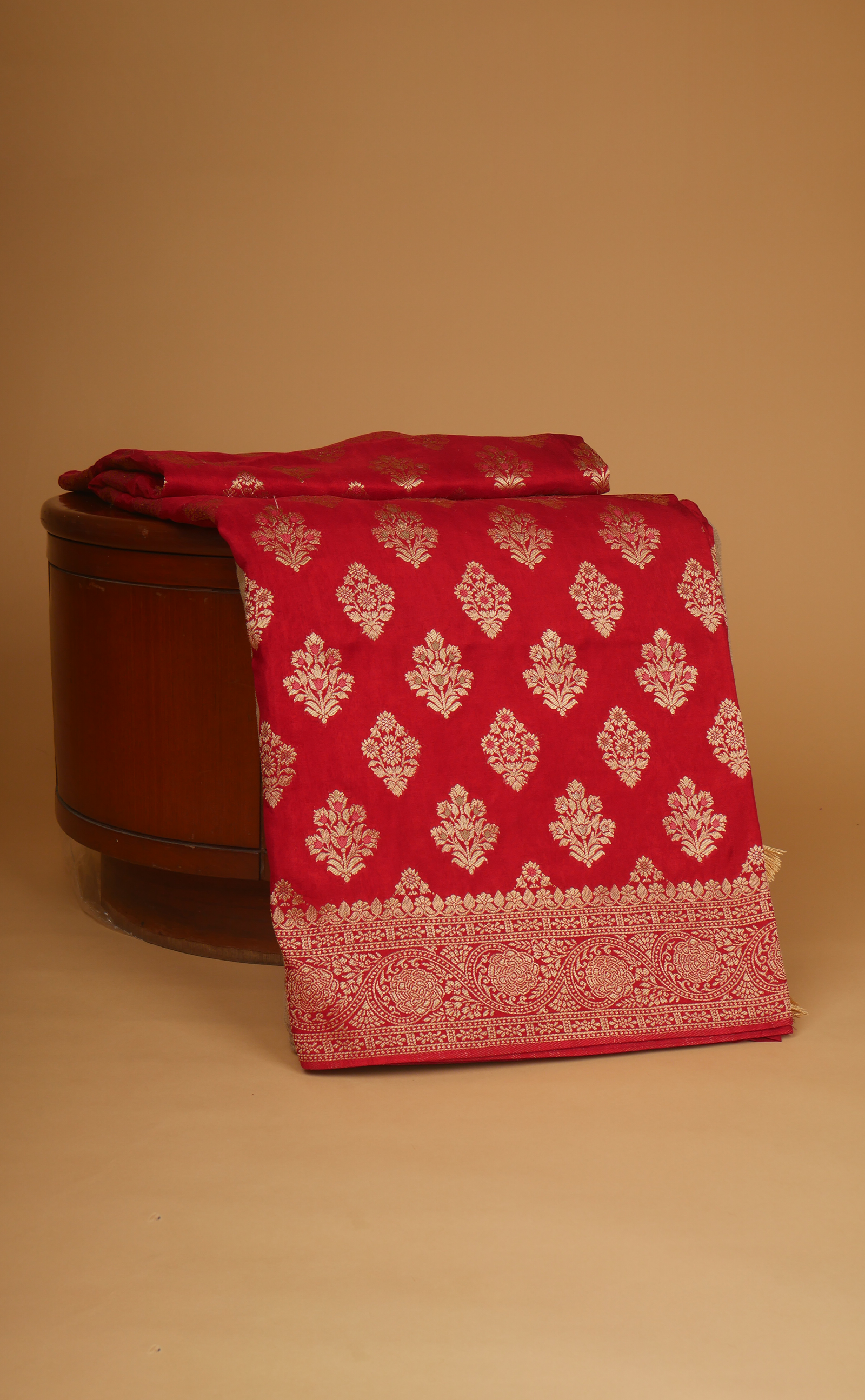 RED VEGAN MUGA SILK BANARASI