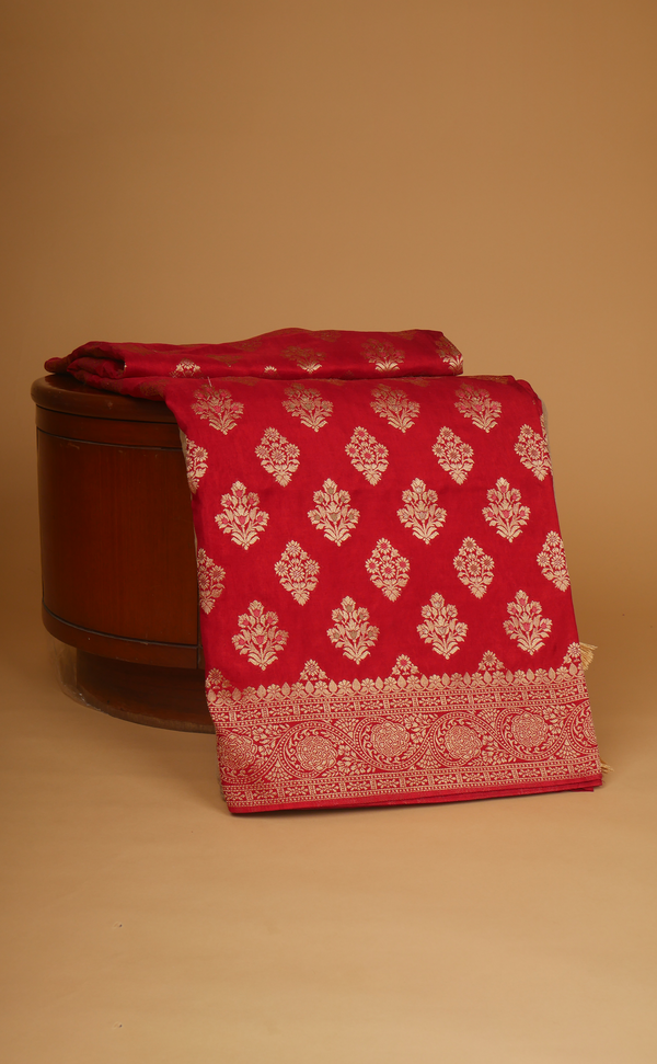 RED VEGAN MUGA SILK BANARASI