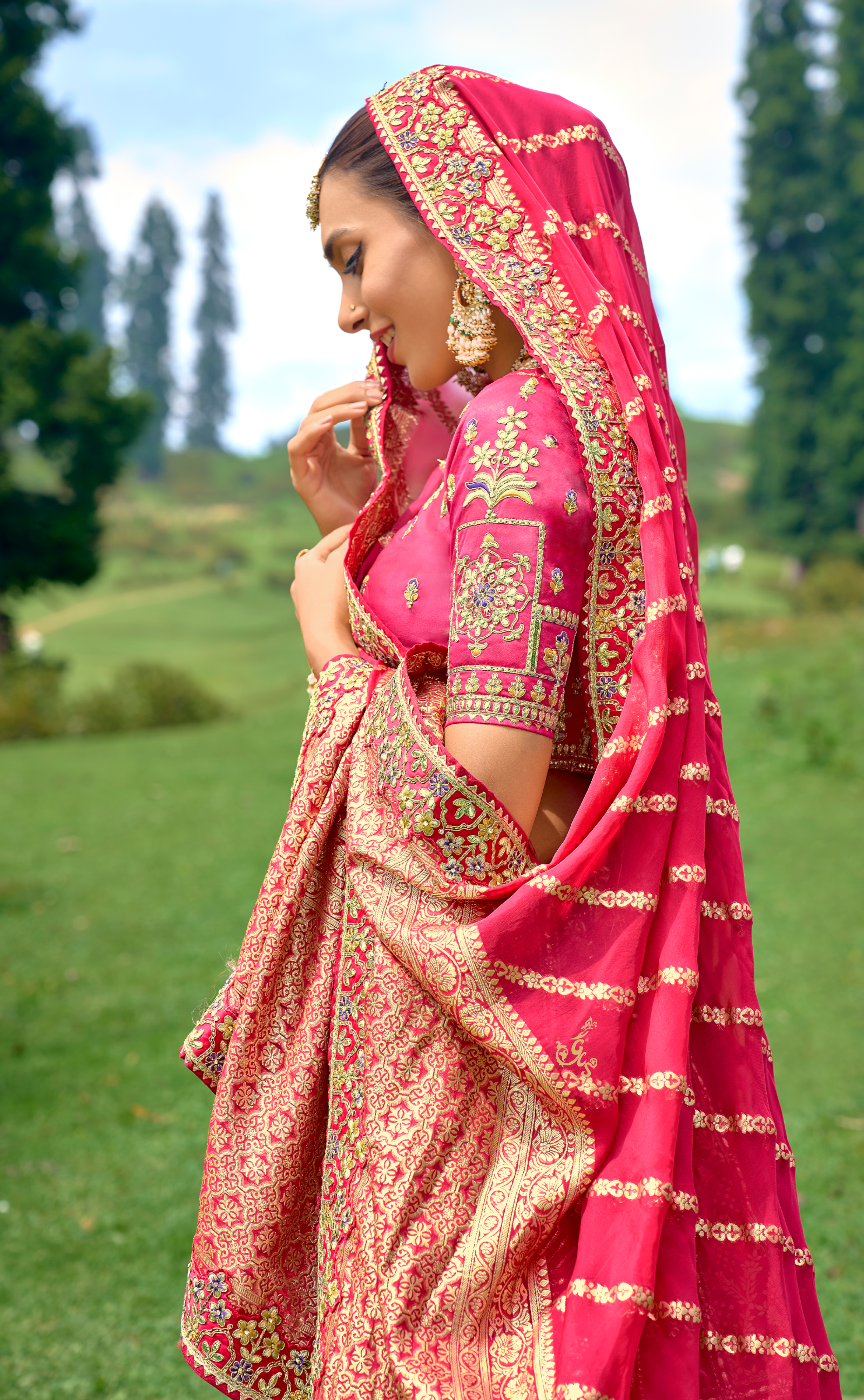 Rani Embroidered Lehenga In Banarasi Vegan Silk