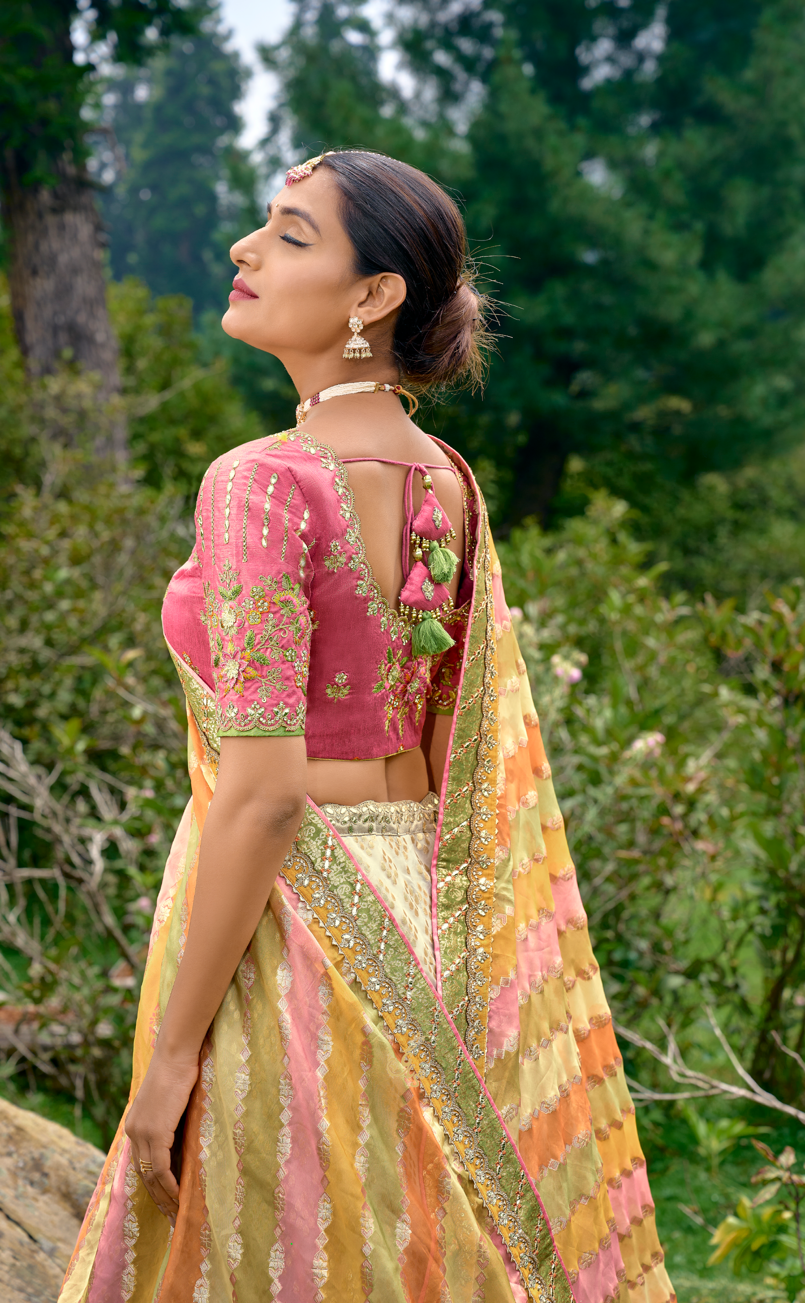 Off-White Embroidered Lehenga In Banarasi Vegan Organza