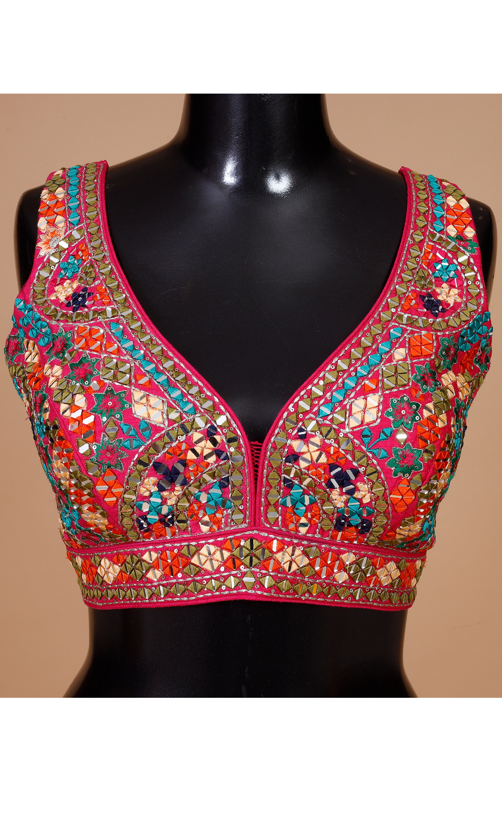 Multicoloured Lehenga In Vegan Tussar Silk