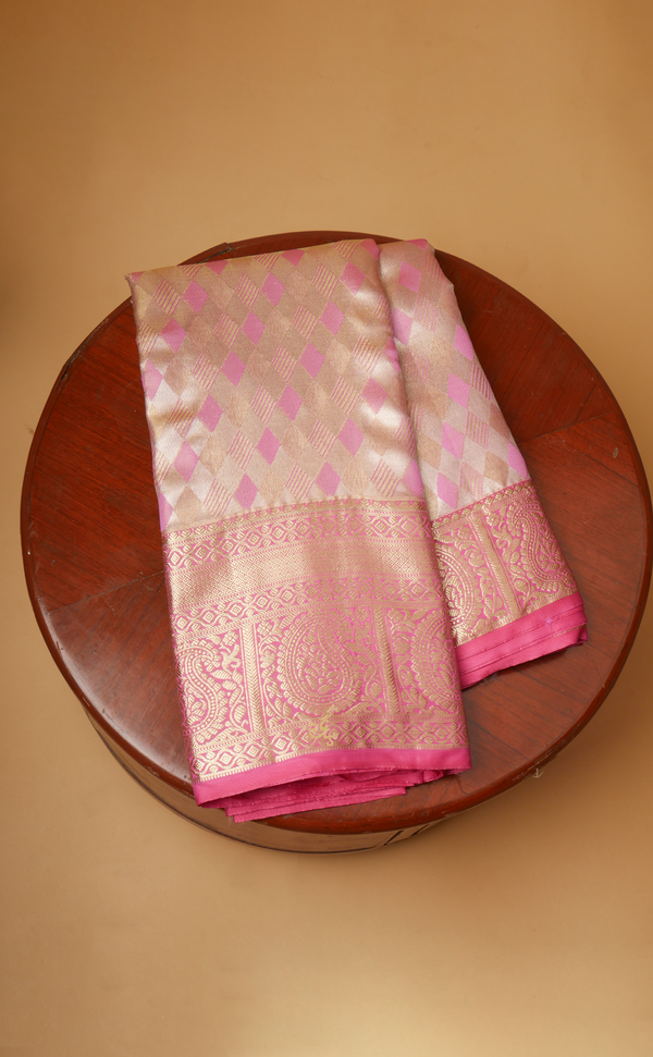 Pastle Pink Tissue Kanjivaram In Vegan Silk