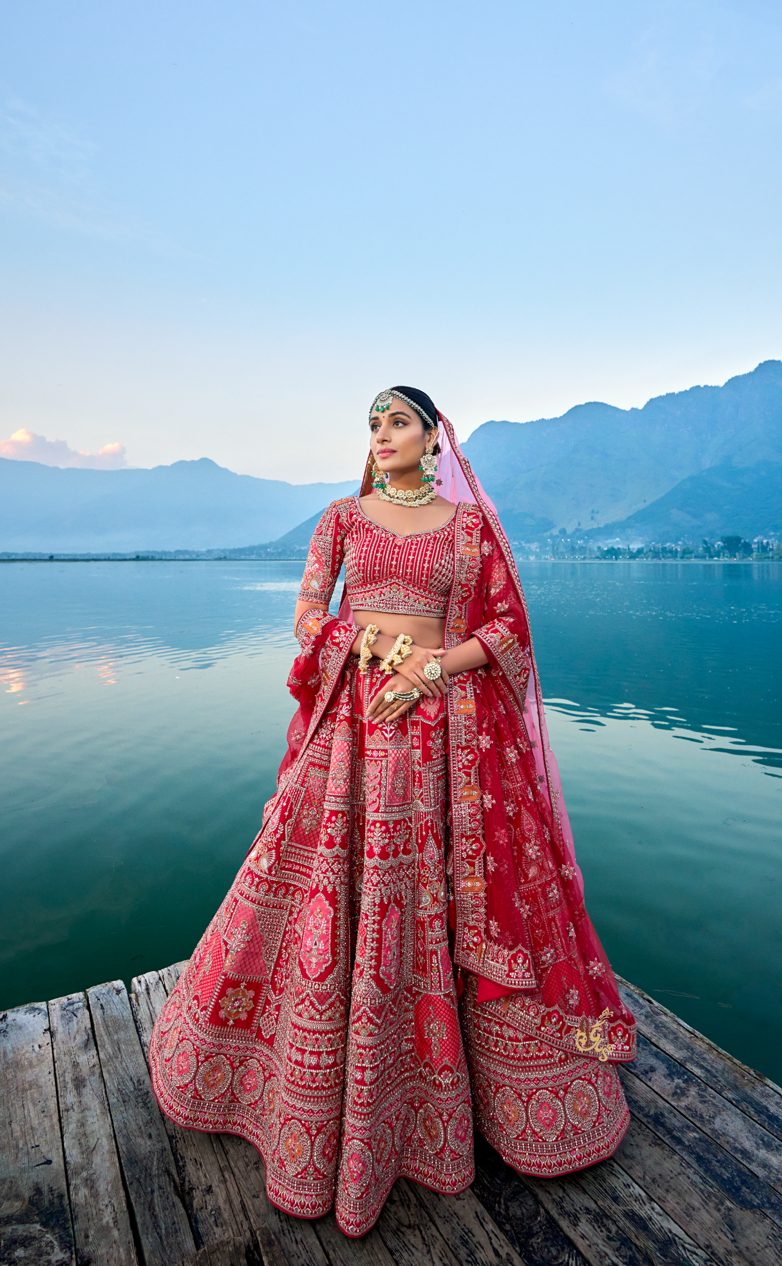 Red Embroidered Bridal Lehenga In Vegan Raw Silk