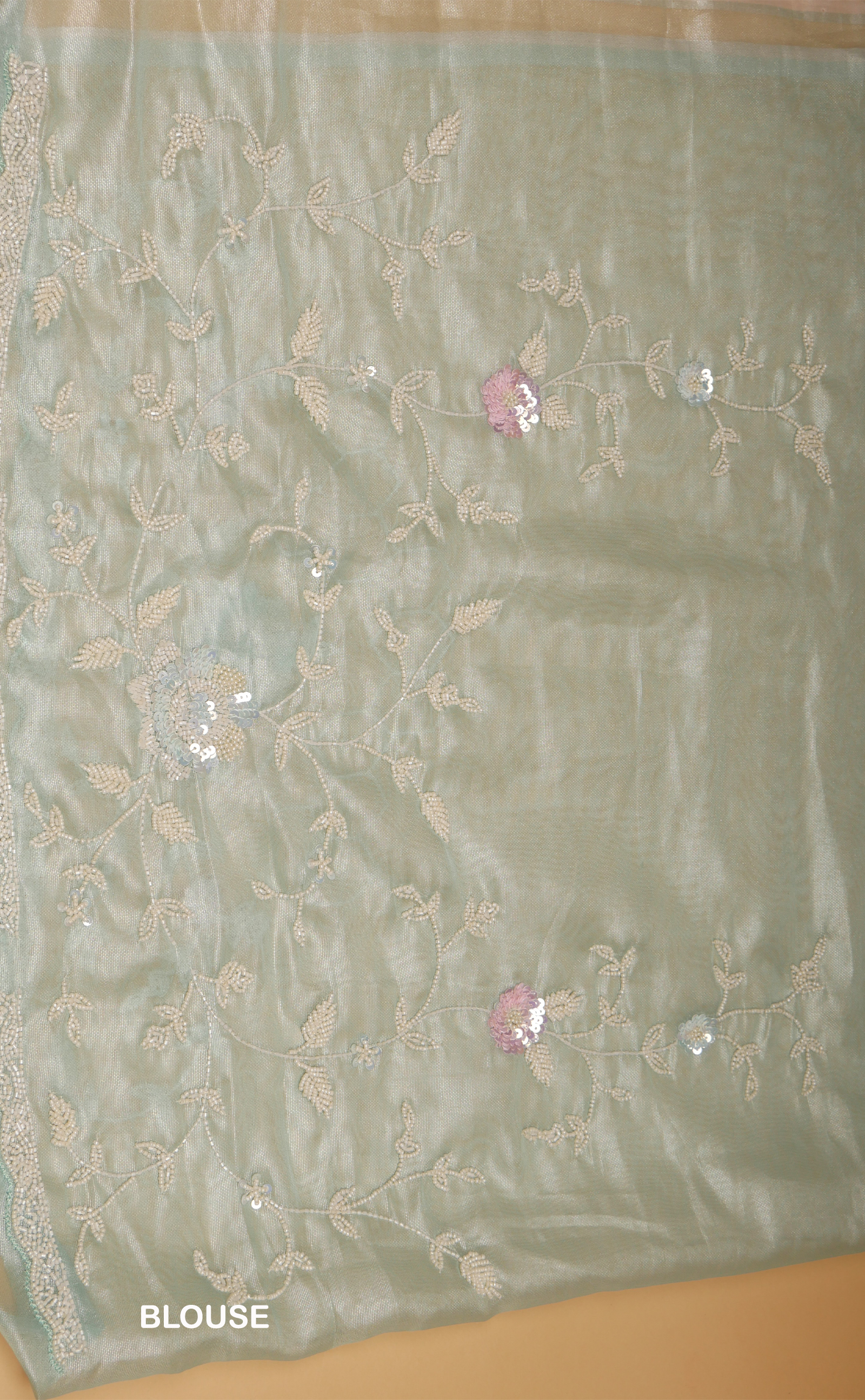 Shaded Hand Jaal Embroidery Saree In Vegan Soft Organza