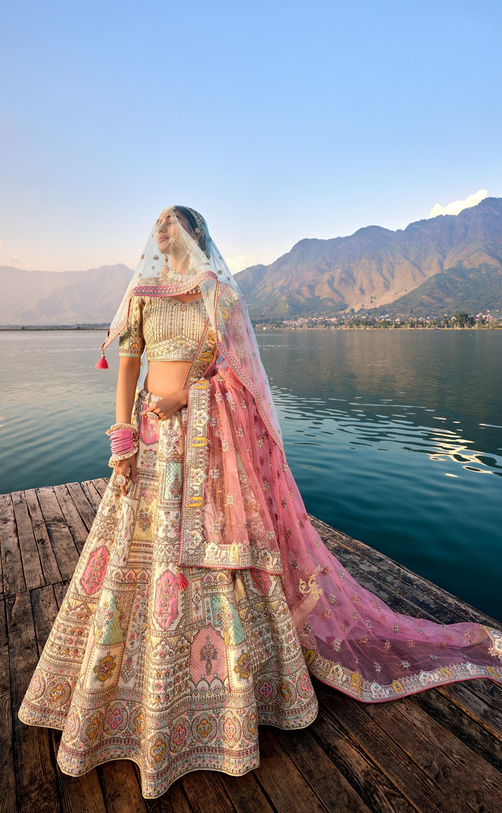 Off-White Embroidered Bridal Lehenga In Vegan Raw Silk