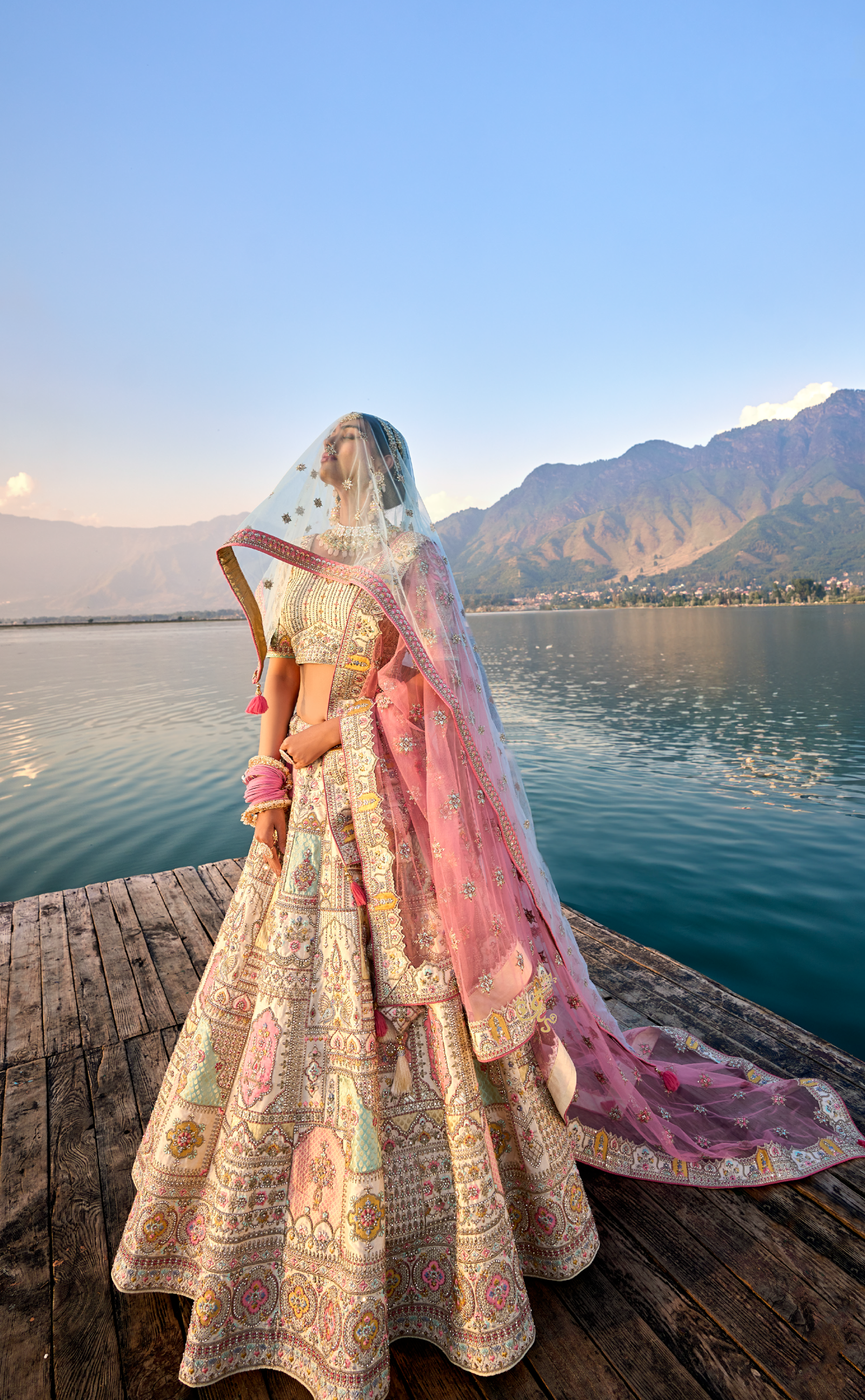 Off-White Embroidered Bridal Lehenga In Vegan Raw Silk