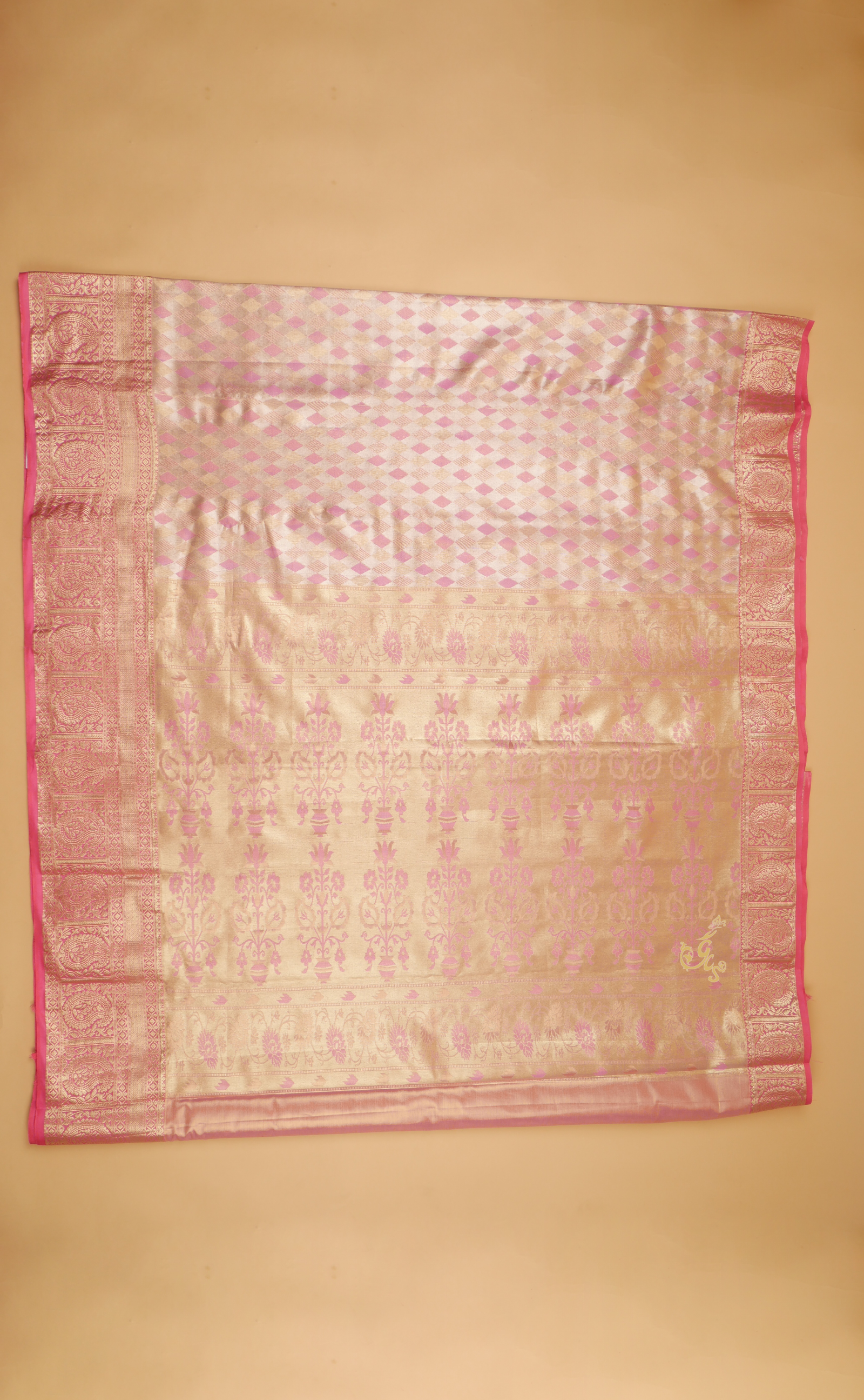 Pastle Pink Tissue Kanjivaram In Vegan Silk