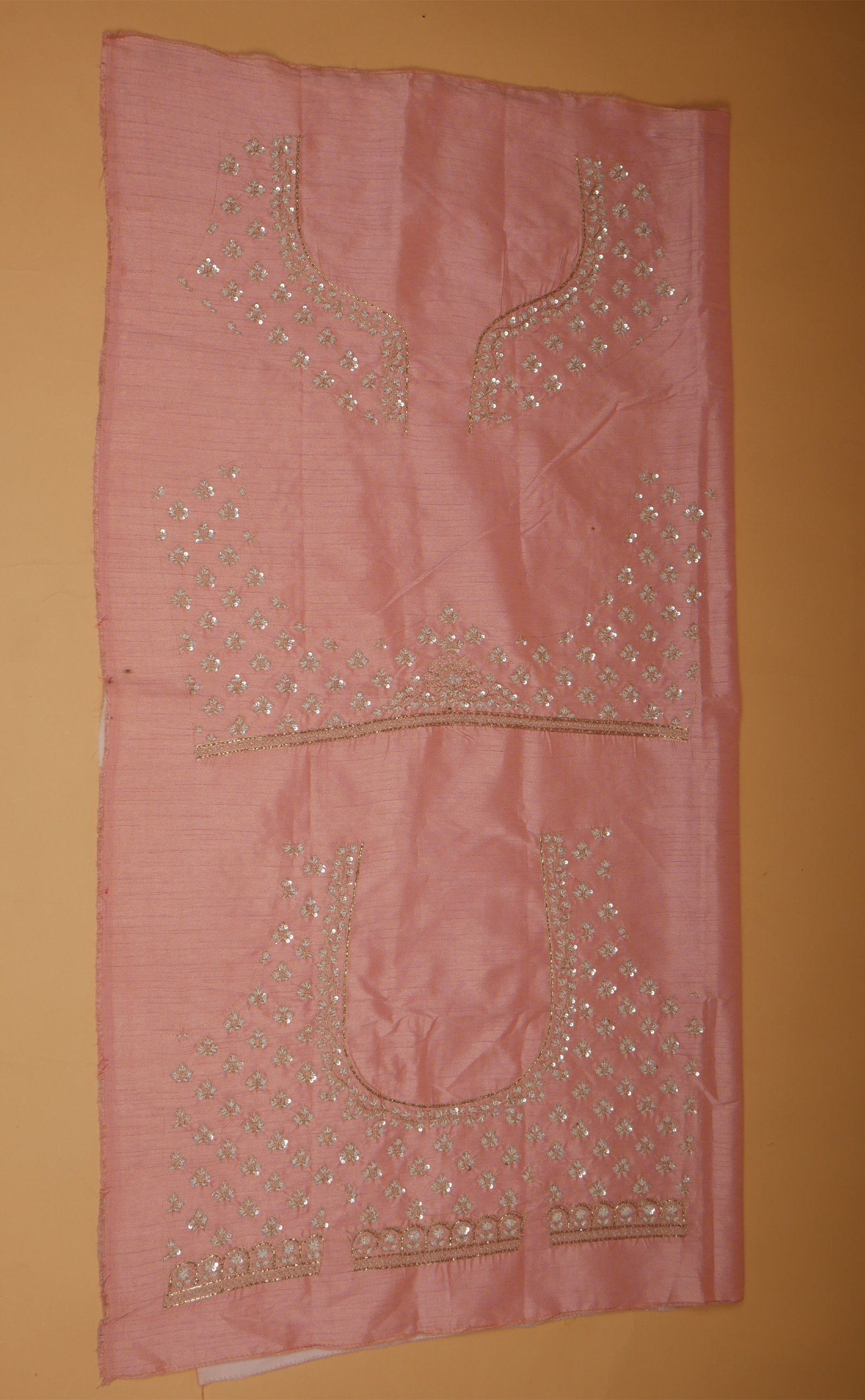 Pink Mix Hand Embroidery Bridal Lehenga In Vegan Raw Silk