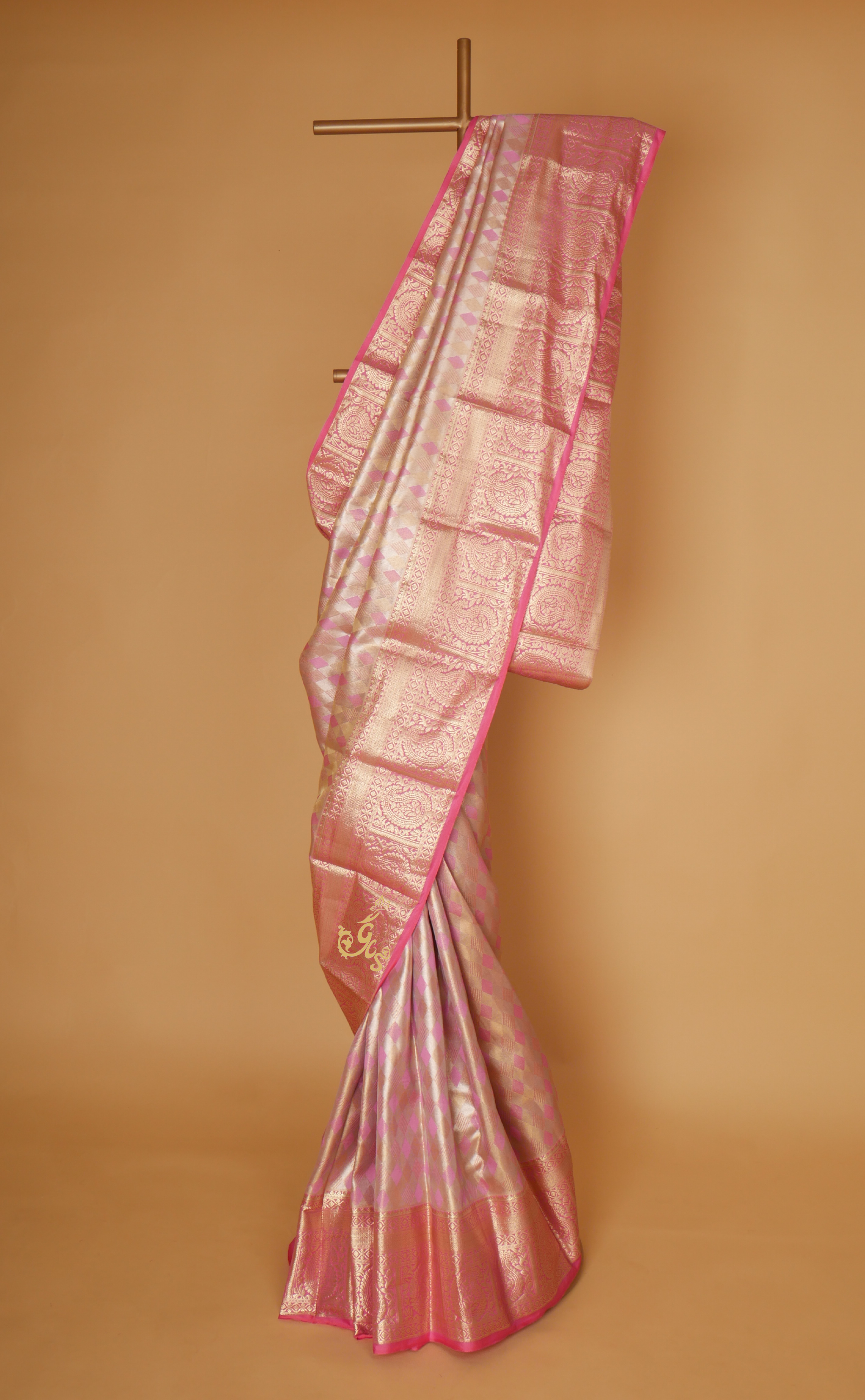 Pastle Pink Tissue Kanjivaram In Vegan Silk