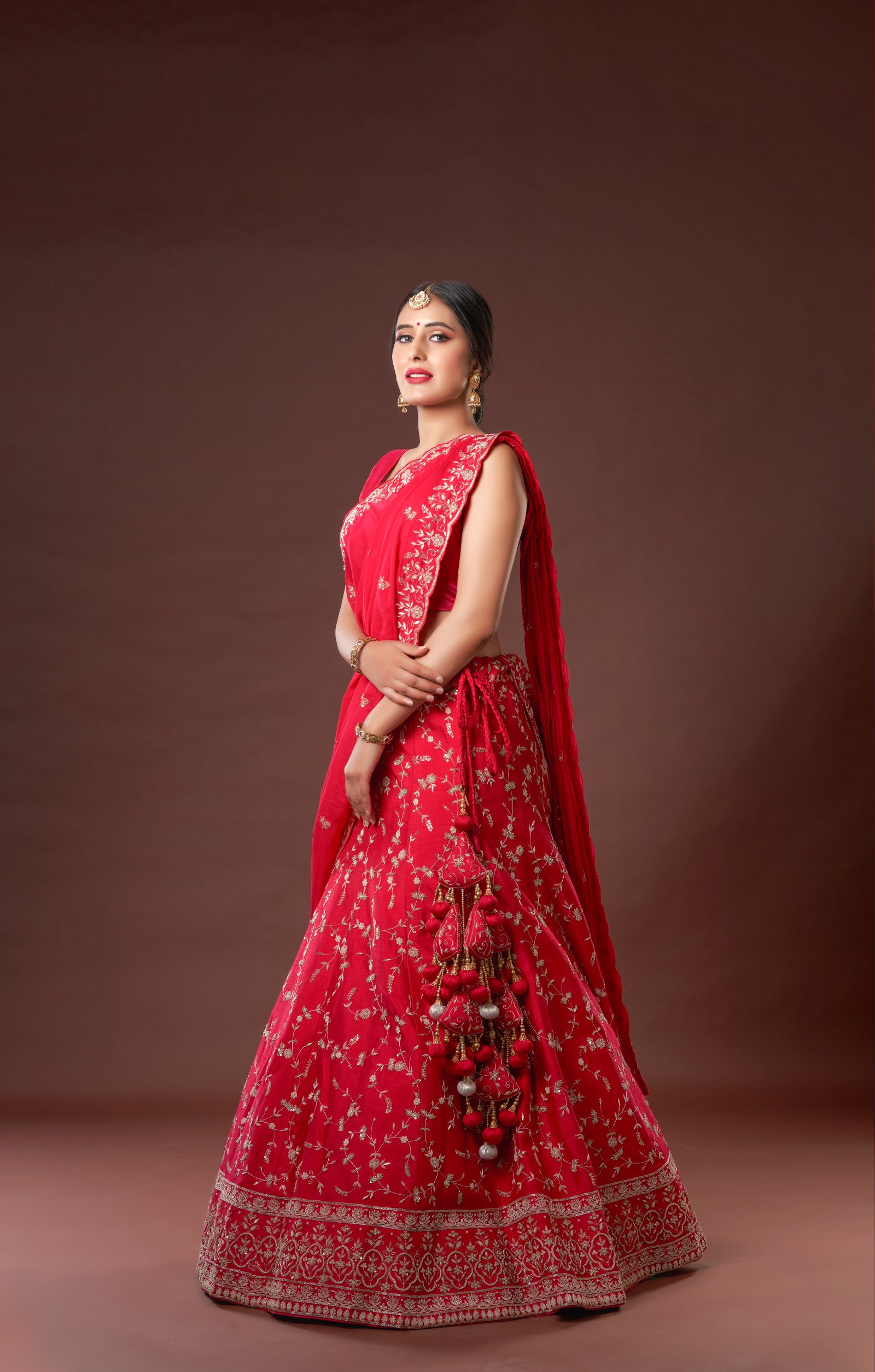 Rani Bridal Hand Crafted Zardosi Lehenga In Vegan Raw Silk