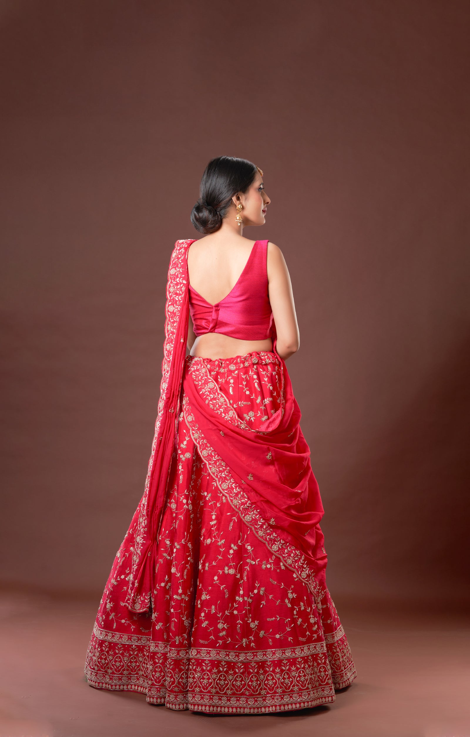 Rani Bridal Hand Crafted Zardosi Lehenga In Vegan Raw Silk