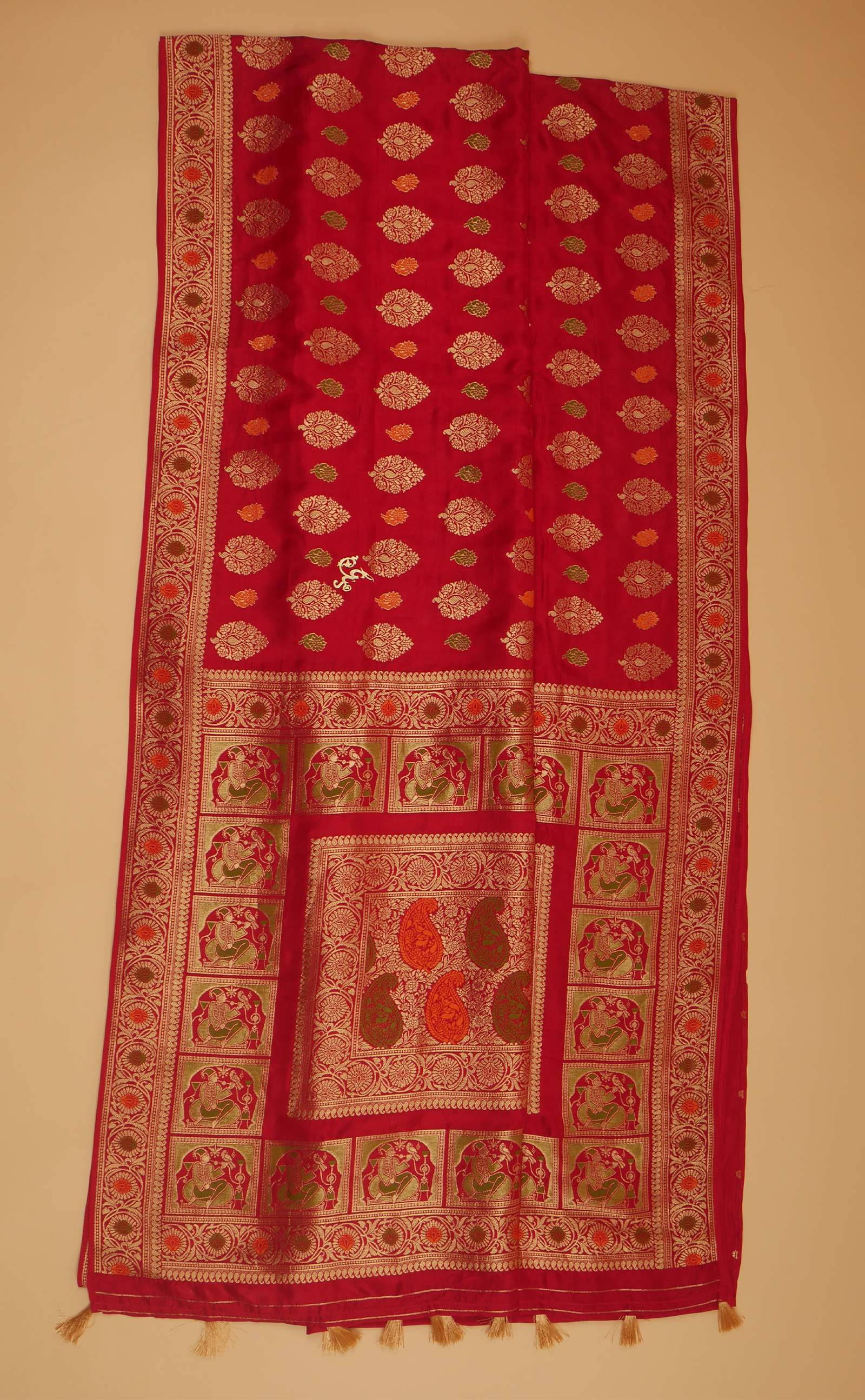 RED VEGAN MUGA SILK BANARASI