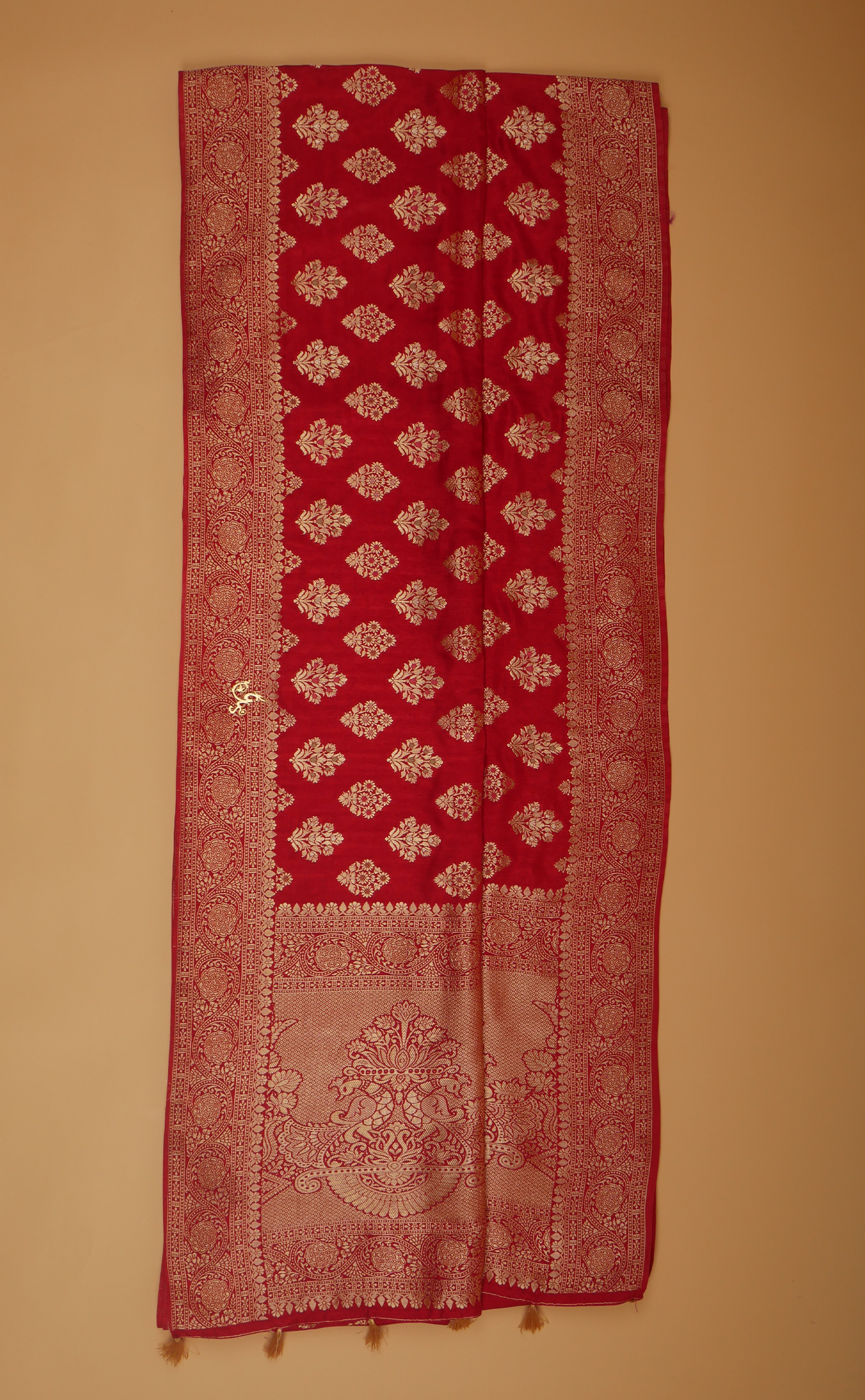 RED VEGAN MUGA SILK BANARASI