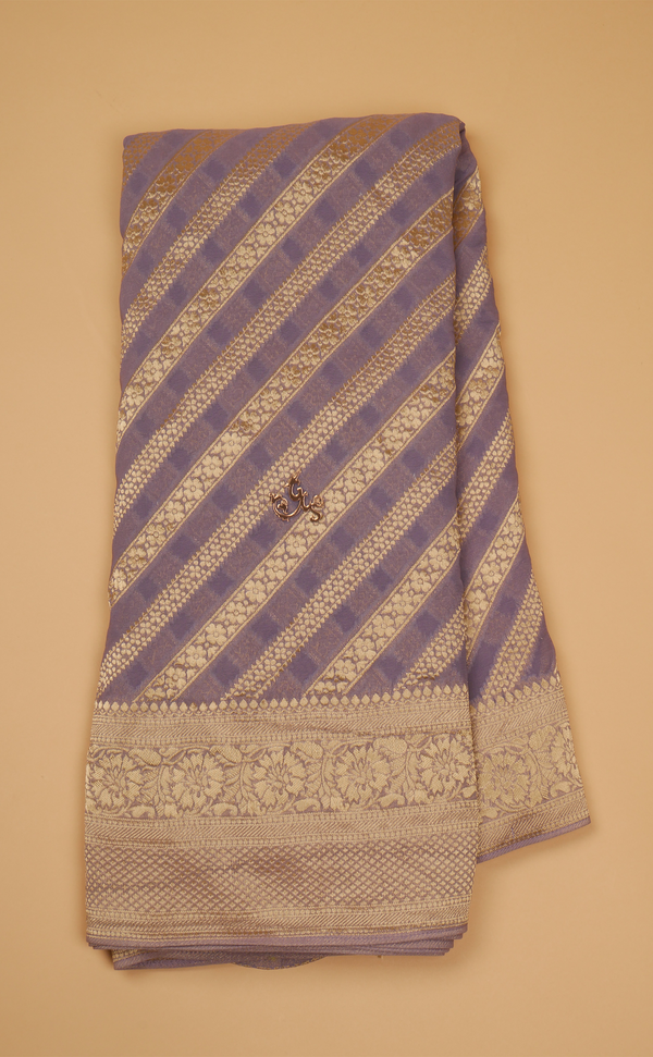 LAVENDER KHADDI VEGAN GEORGETTE BANARASI