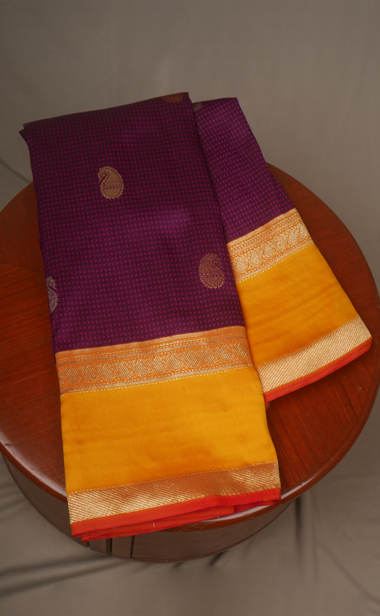 MAGENTA VEGAN SILK KANJIVARAM WITH CONTRAST BORDER