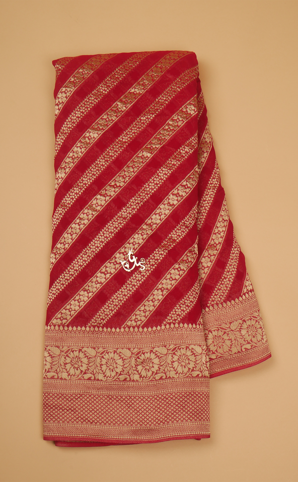 RED KHADDI VEGAN GEORGETTE BANARASI