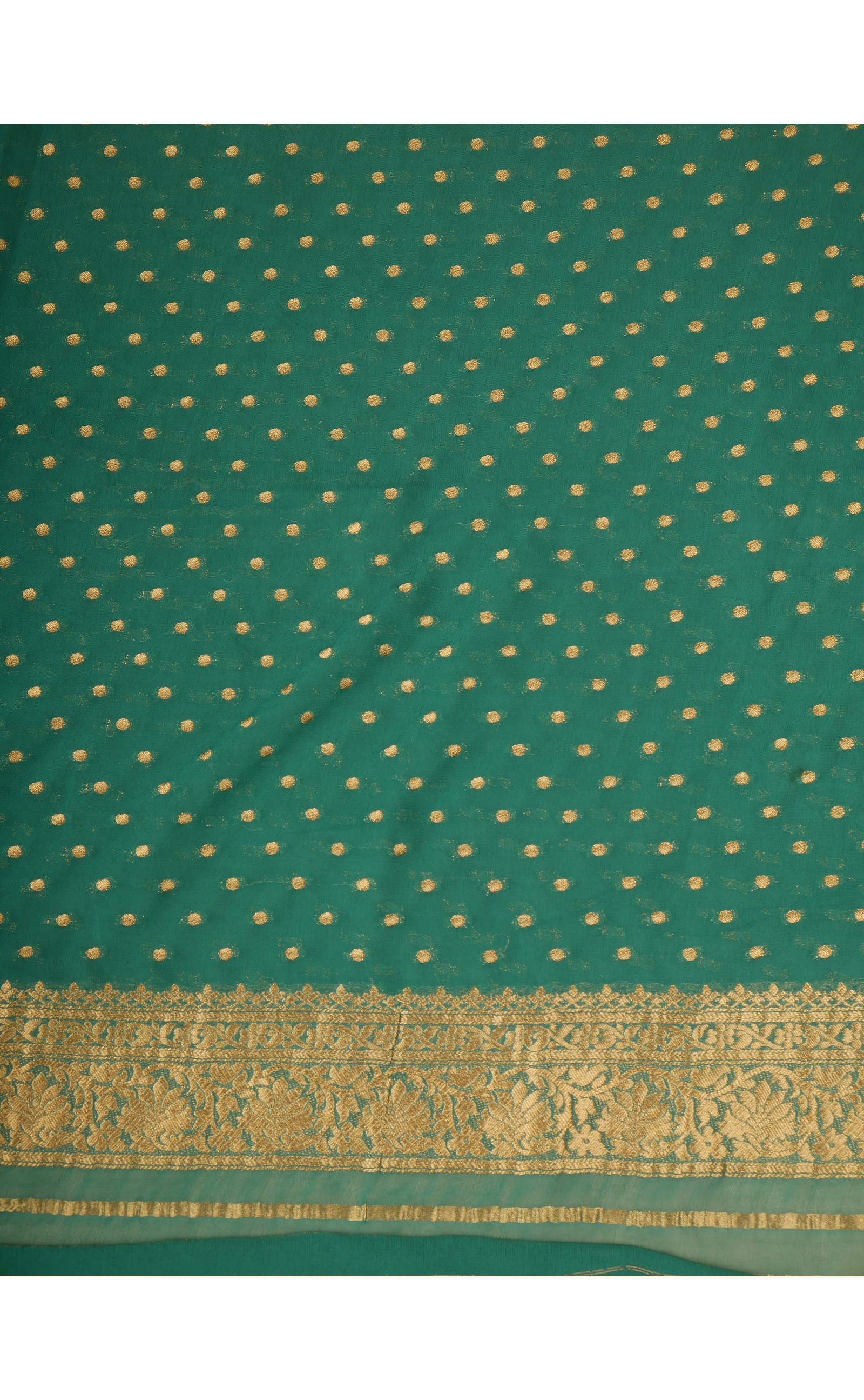 PISTA GREEN KHADDI VEGAN GEORGETTE BANARASI