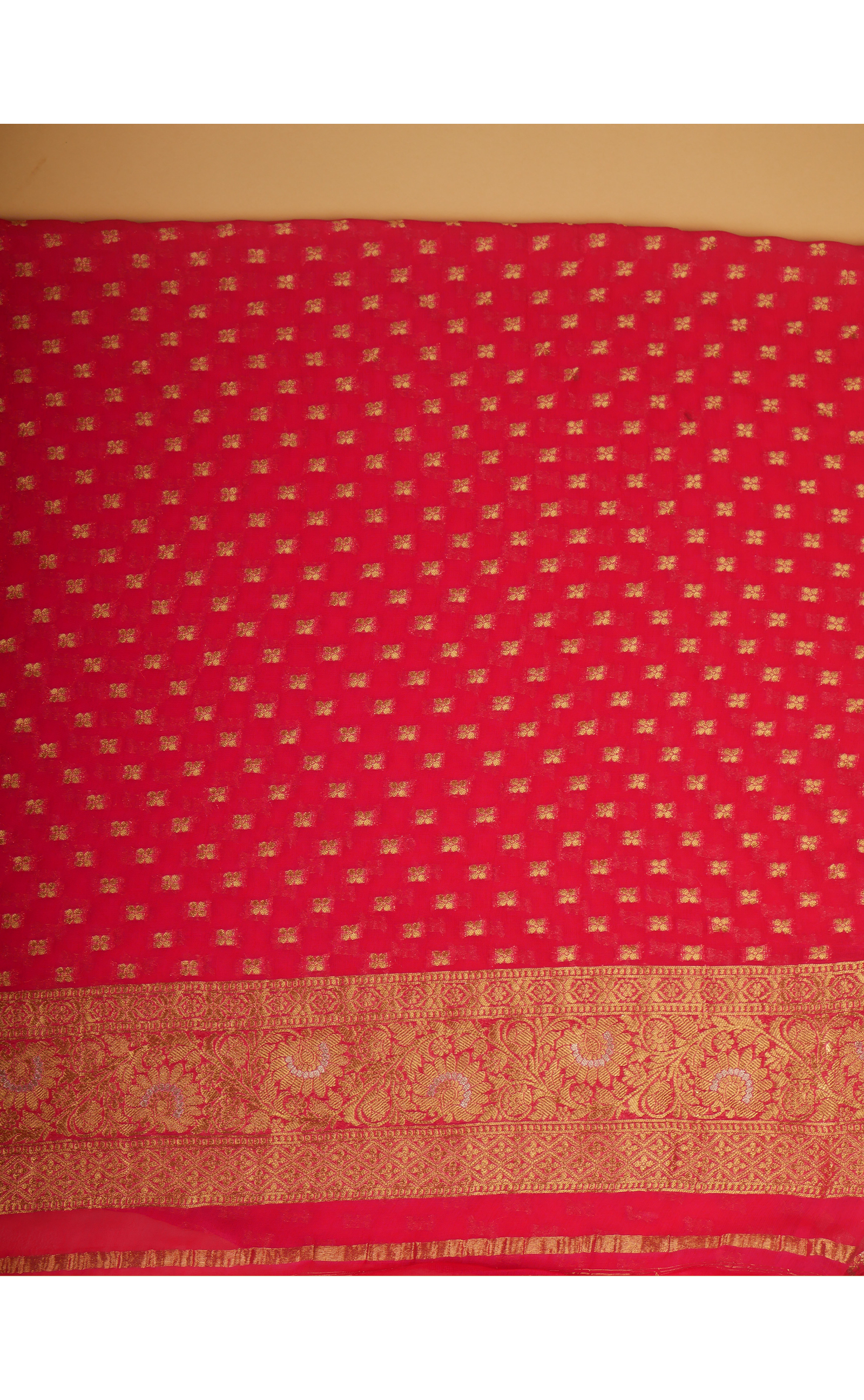 PEACH KHADDI VEGAN GEORGETTE BANARASI